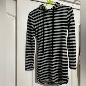 Women’s Rue21 Black and Gray Striped Long Sleeve Dress